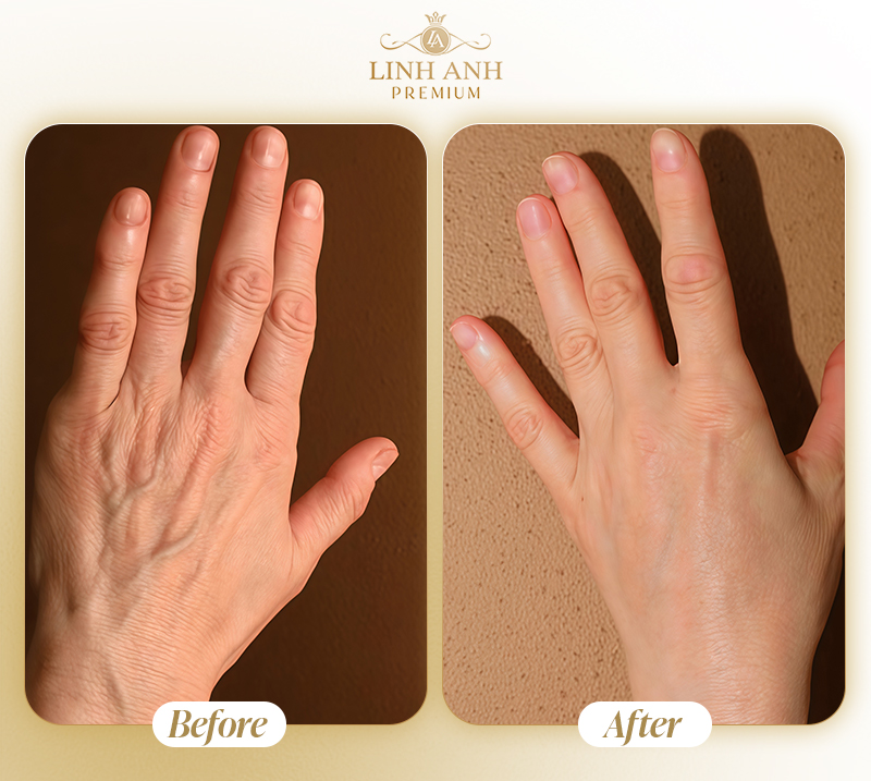 Hình ảnh trước và sau khi tiêm filler bàn tay